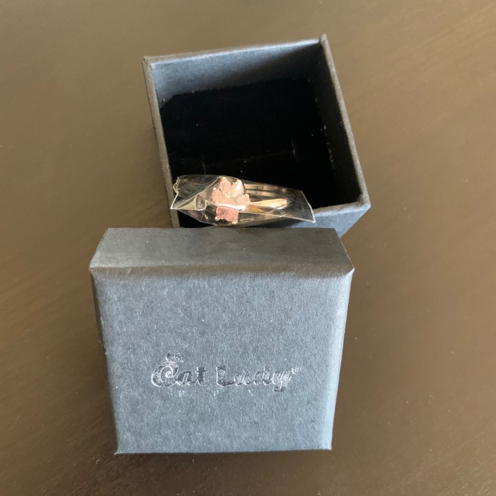 Cat Lady Box Pink Paw Adjustable Ring - Picture 2 of 6